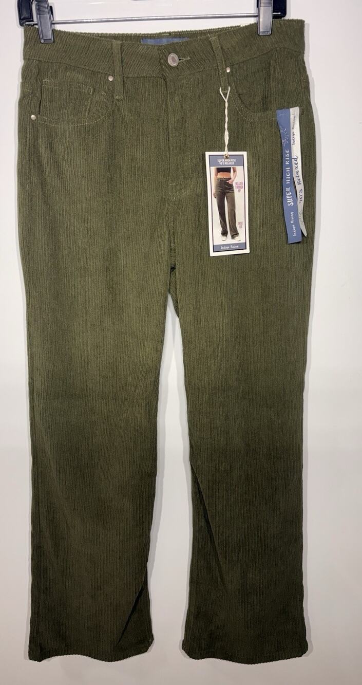 Indigo Rising Women Corduroy Pants Green Bootcut 7/28